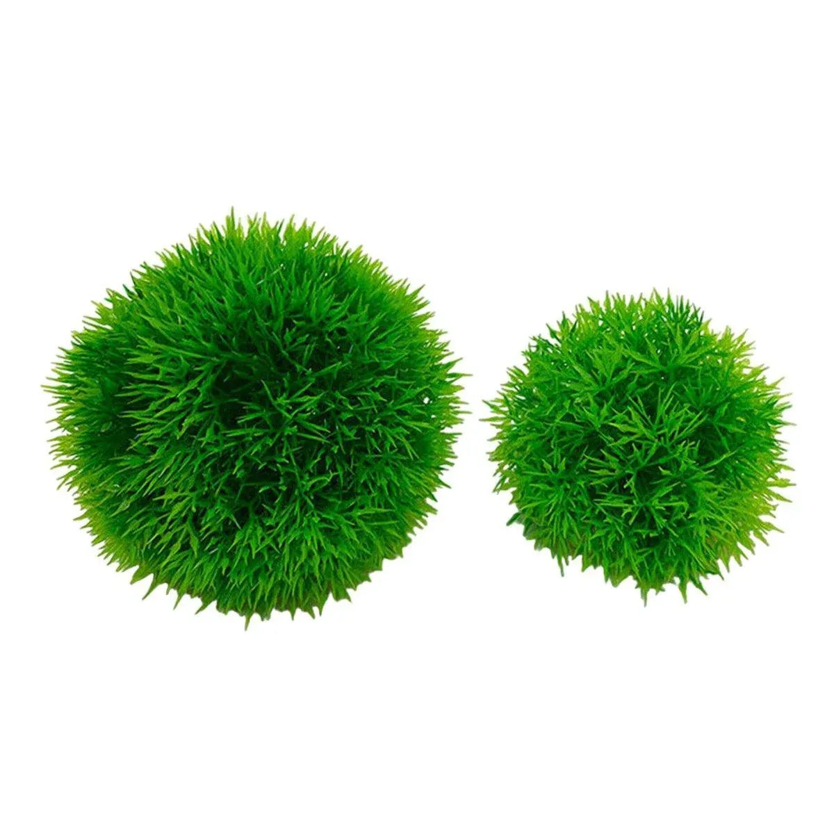 Green Artificial Aquarium Grass Balls - Large, 11.5 cm, 2-Pack