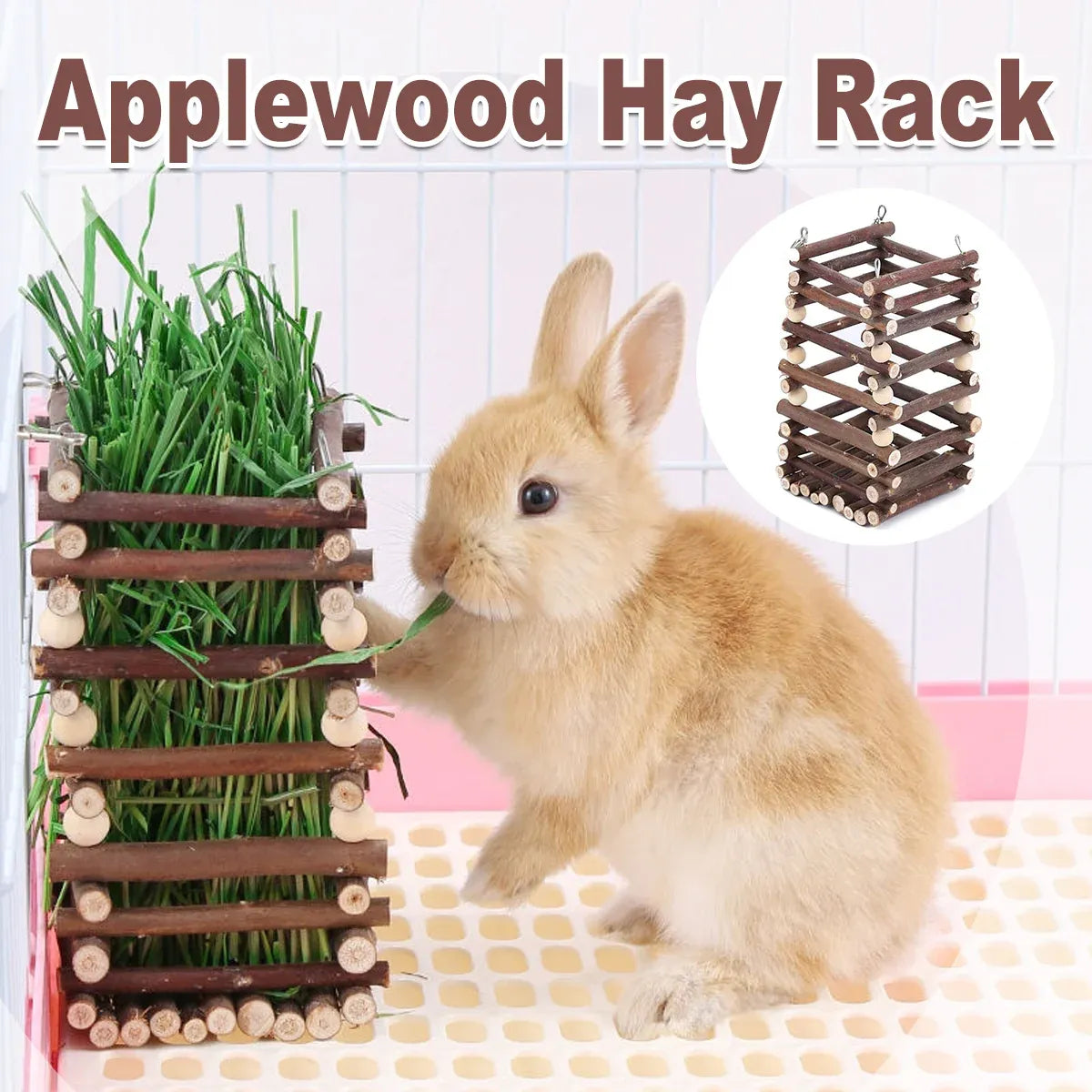 Wooden Small-Animal Hay Feeder & Grass Rack