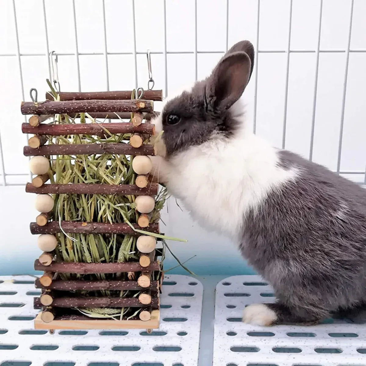 Wooden Small-Animal Hay Feeder & Grass Rack