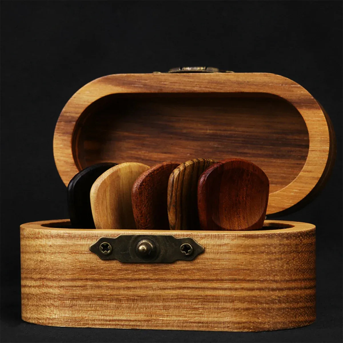 Solid Wood Guitar Pick Storage Case Moistureproof Durable Portable with Dividers — product image 9