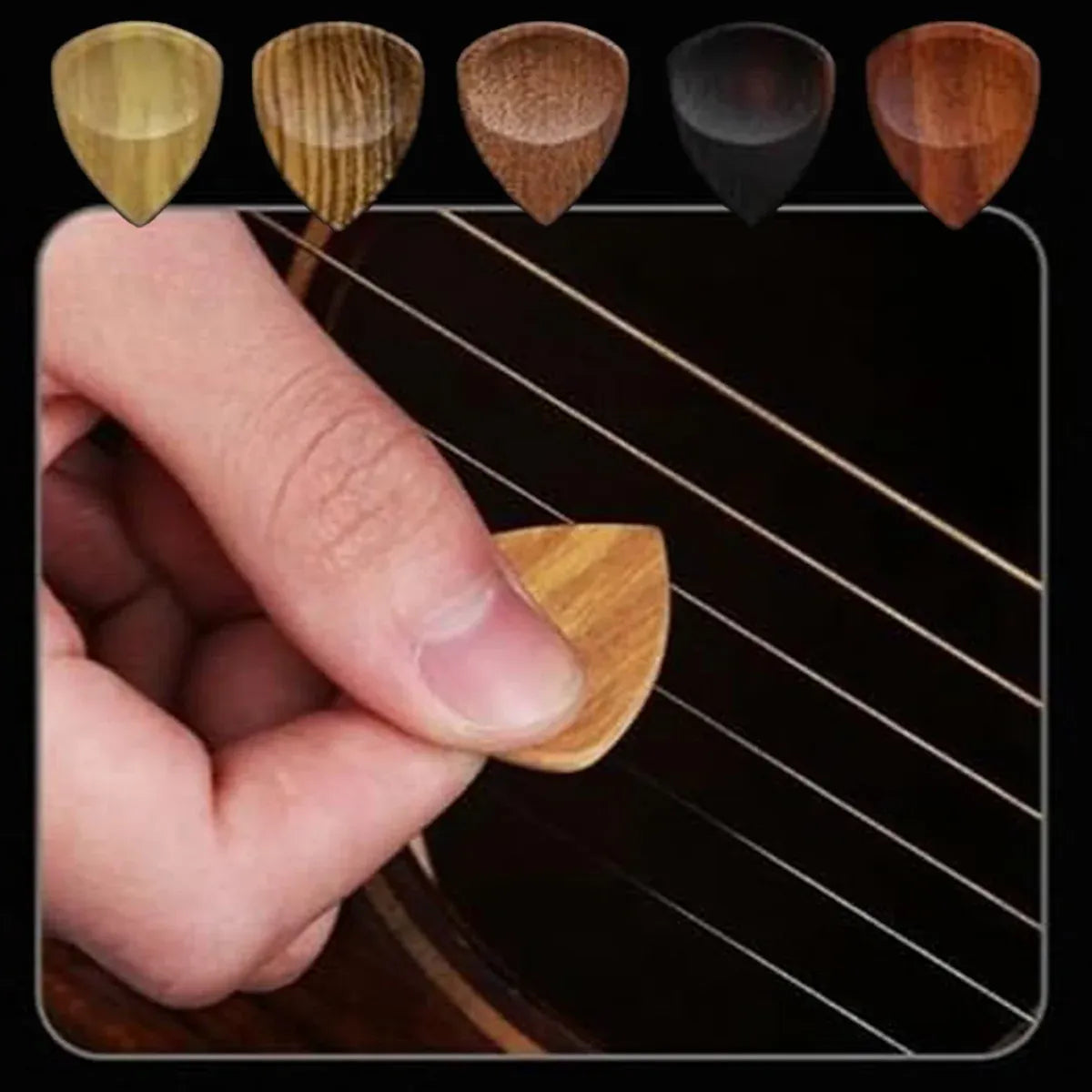 Solid Wood Guitar Pick Storage Case Moistureproof Durable Portable with Dividers — product image 10