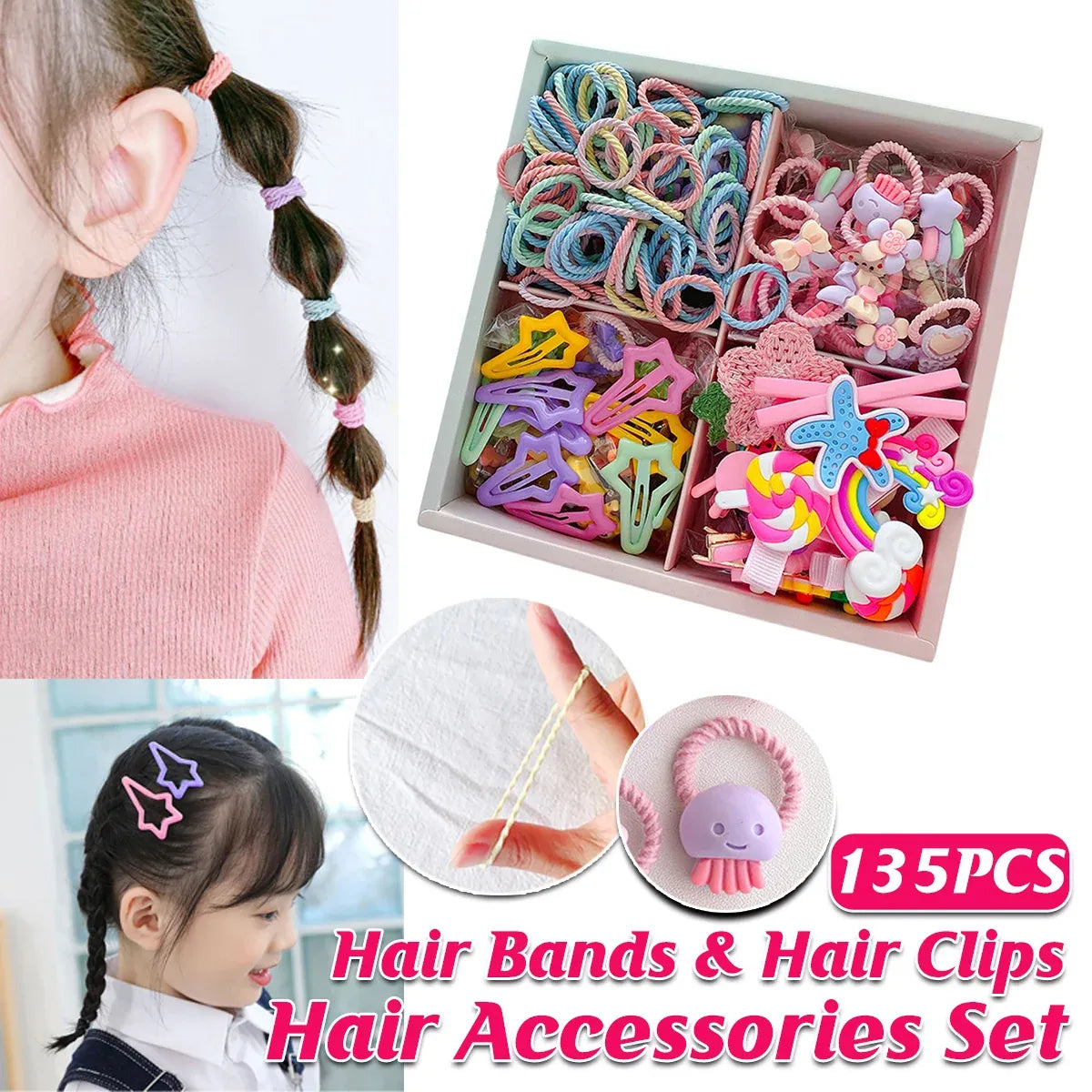 126pcs Hair Accessories Set with Clips Rubber Bands Headbands Gift Set