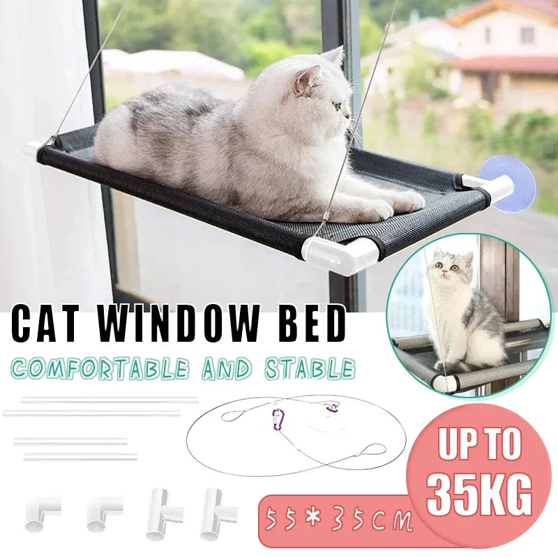 Suction Cup Cat Window Hammock - Black, 55 × 35 cm