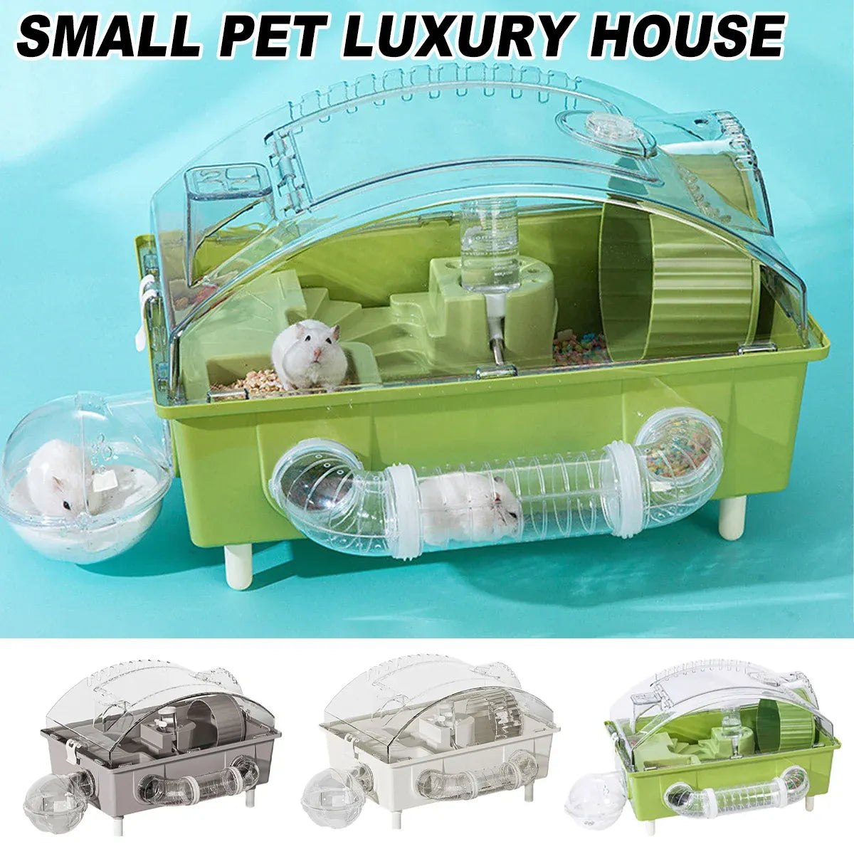 Acrylic Hamster Habitat with Accessories - Beige, 45 × 28 × 30 cm
