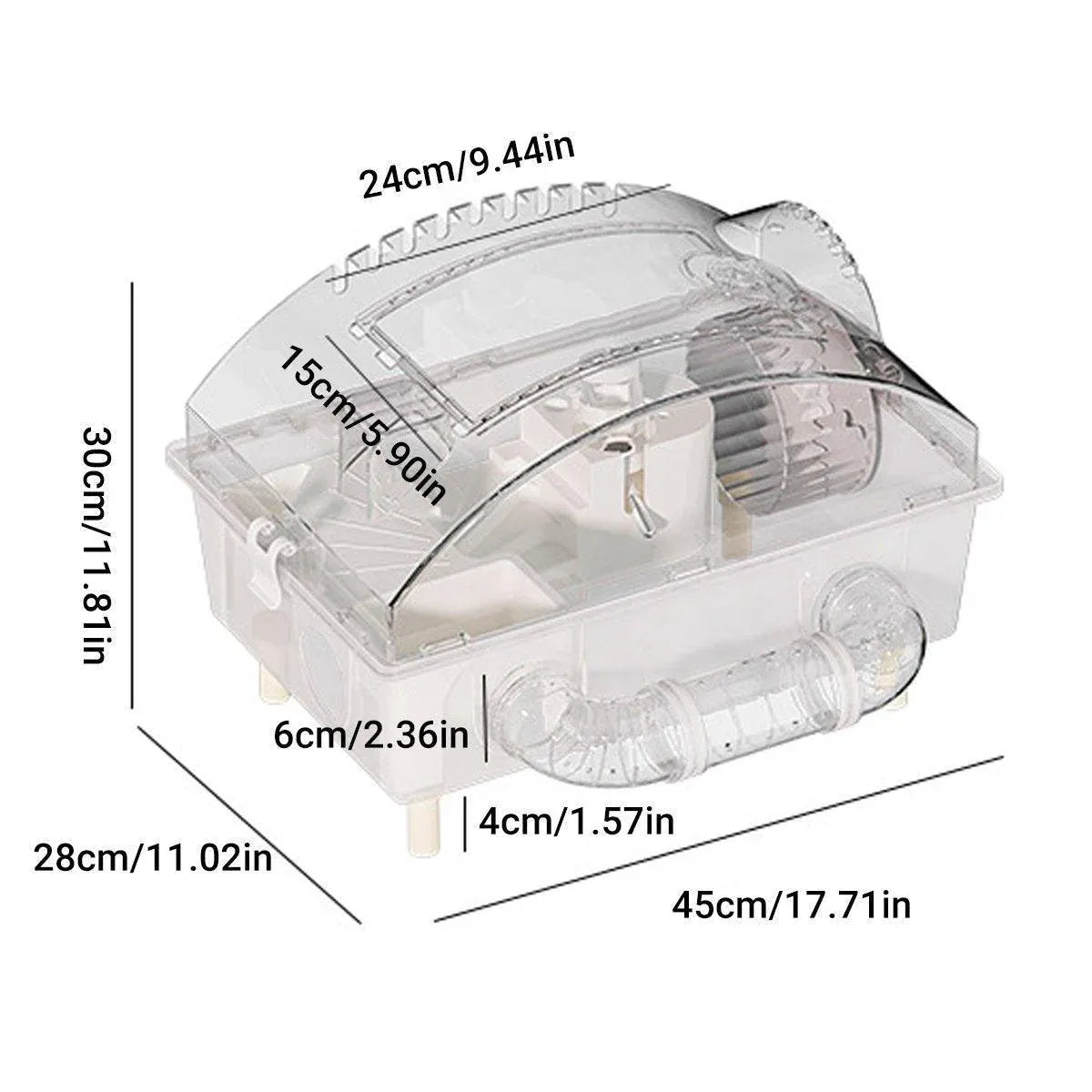 Acrylic Hamster Habitat with Accessories - Beige, 45 × 28 × 30 cm