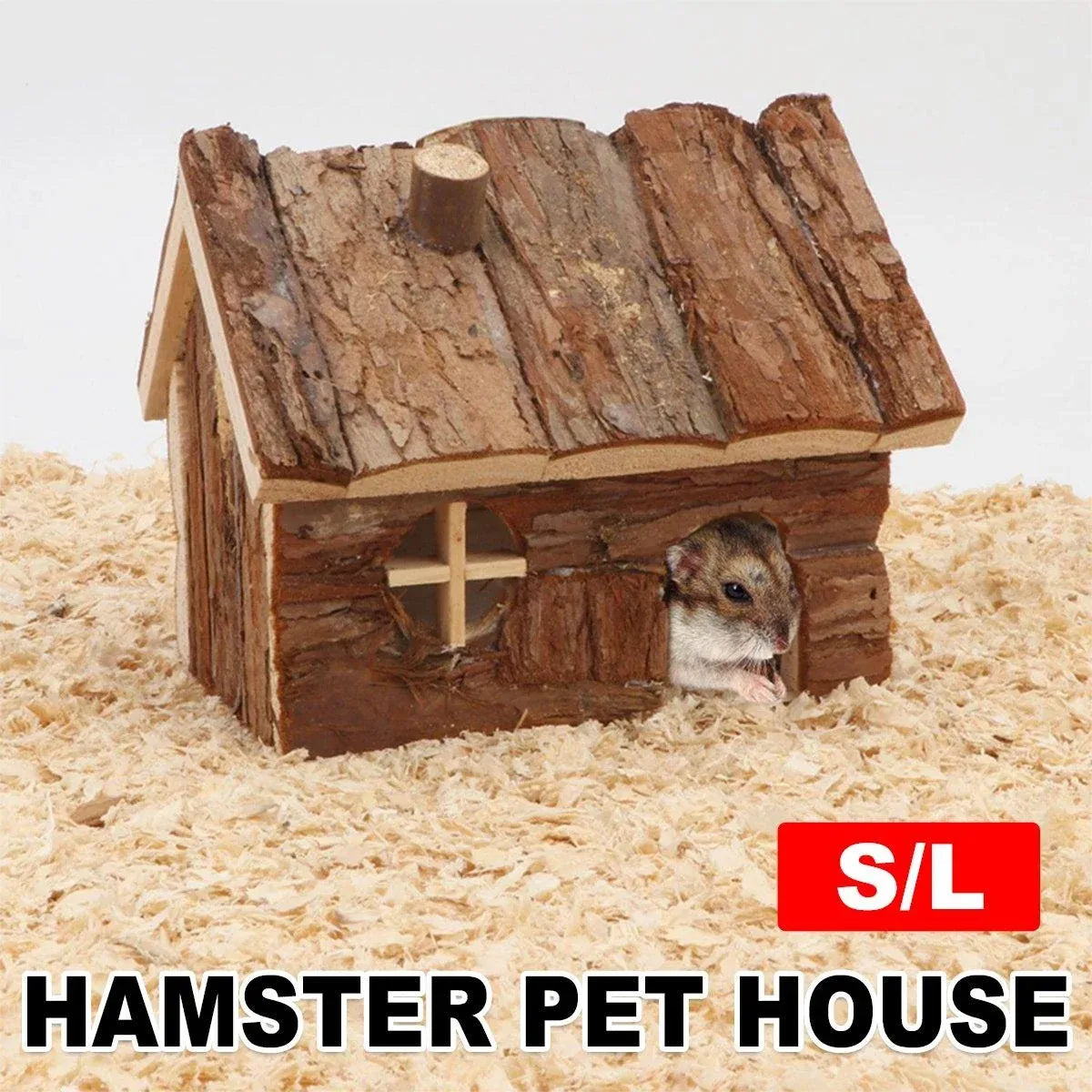 Pine-Wood Chimney-Style Hamster House - Small, 15 × 11 × 12 cm