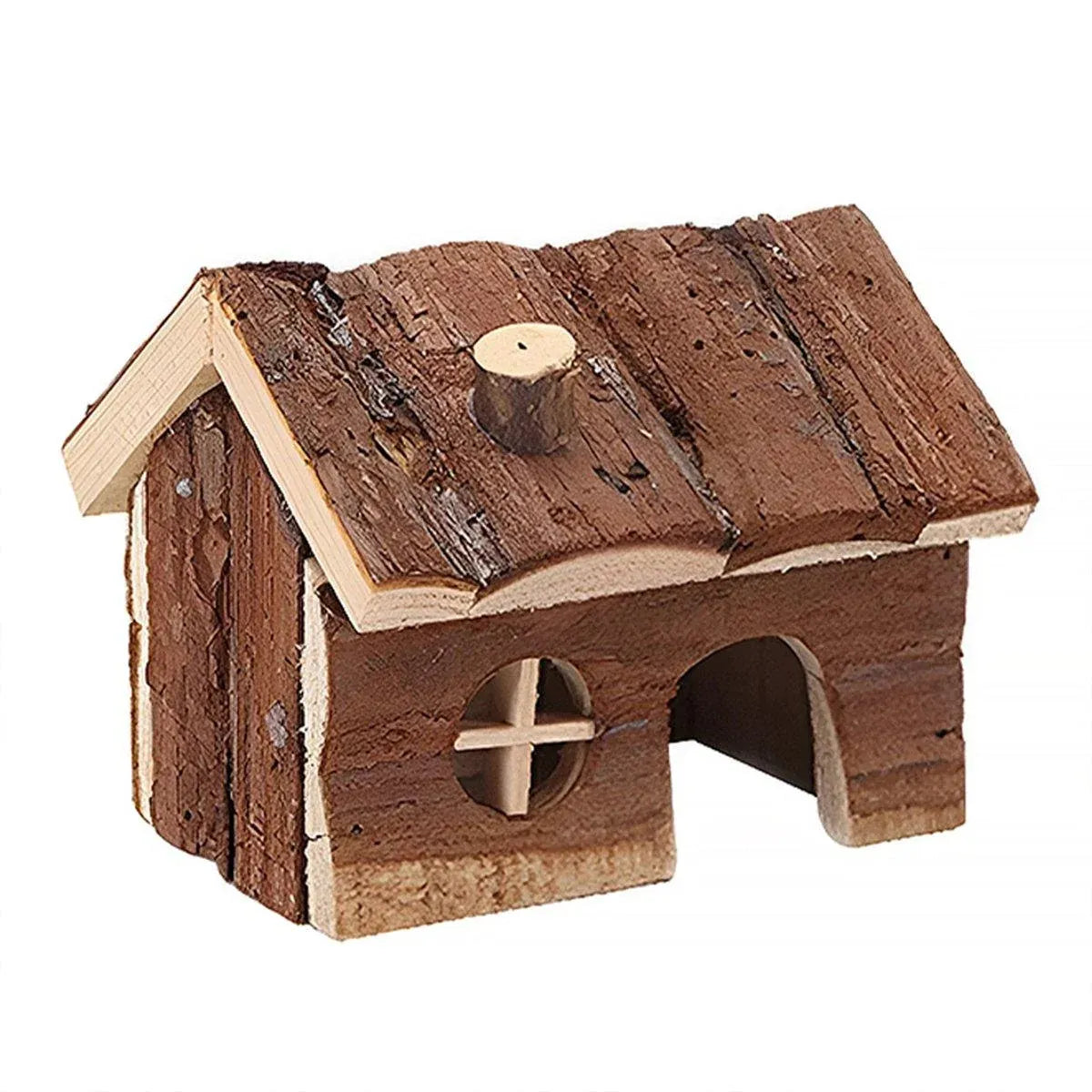 Pine-Wood Chimney-Style Hamster House - Large, 20 × 13 × 13 cm