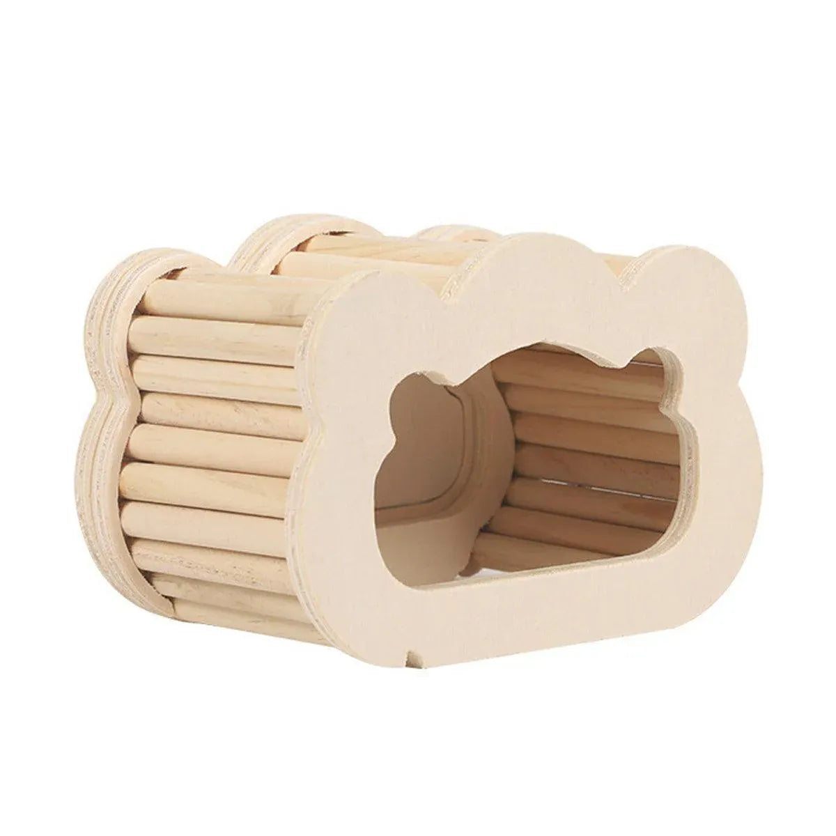 Cloud-Shaped Pine-Wood Hamster Hide with Viewing Door - 11 cm