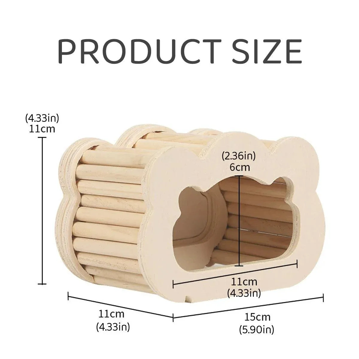 Cloud-Shaped Pine-Wood Hamster Hide with Viewing Door - 11 cm