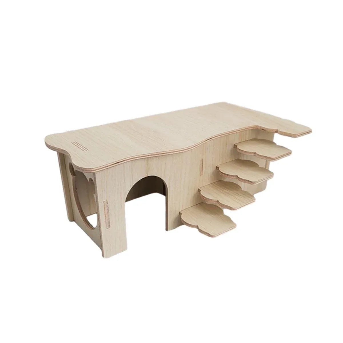 Wooden Hamster Maze Hideout with Platform - 27 × 15 × 10.5 cm