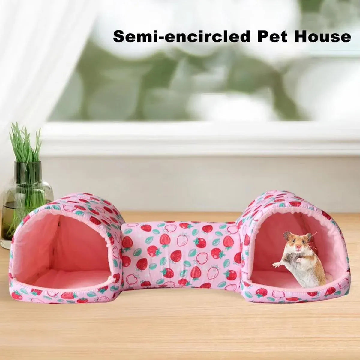 Soft Small Animal Tunnel Hideaway Nest, Pink, 54 × 20 × 17 cm