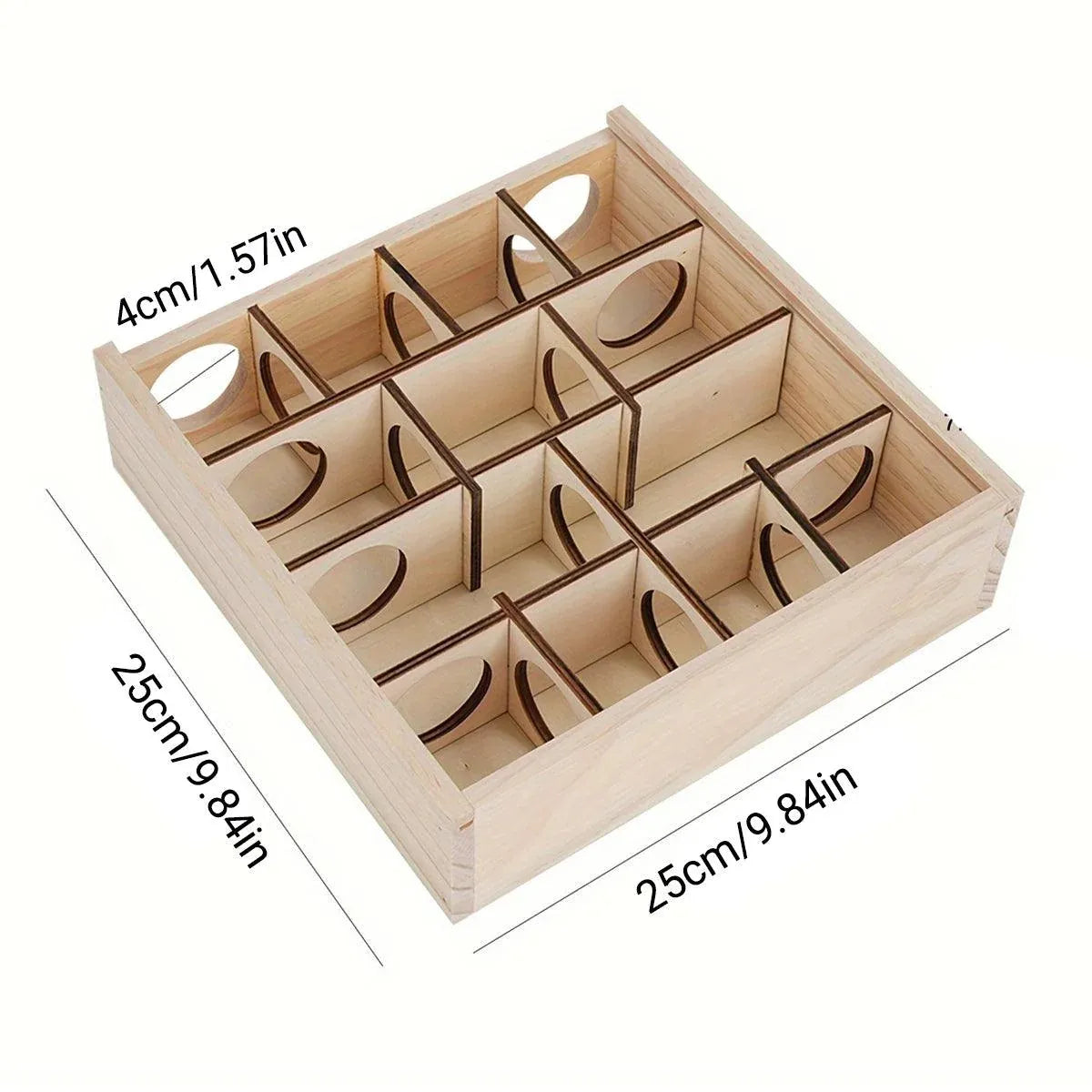 Wooden 16-Hole Small-Pet Maze & Tunnel Board - 25 × 25 cm