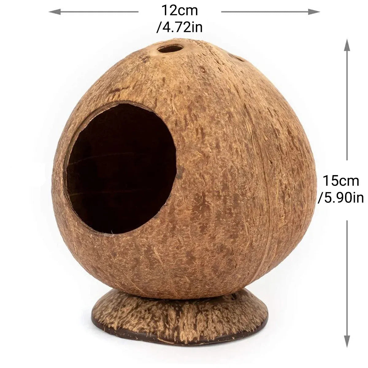 Natural Coconut-Shell Hamster Hideaway & Nest - Brown, 15 cm