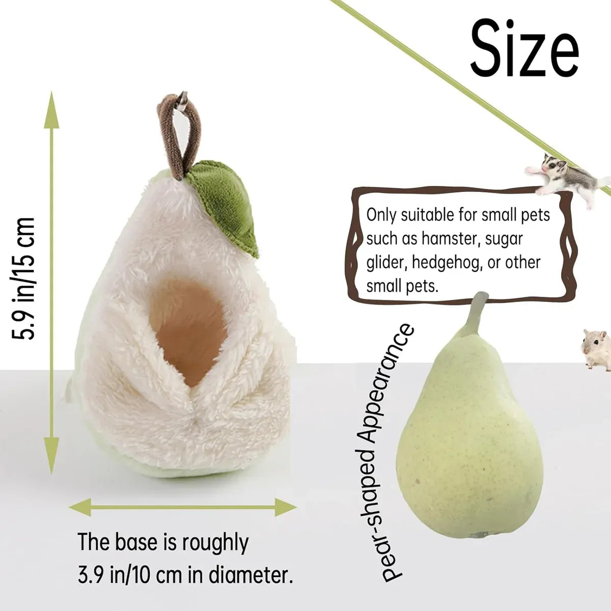 Pear-Shaped Hanging Small Pet Sleeping Pouch - Green, 15 cm