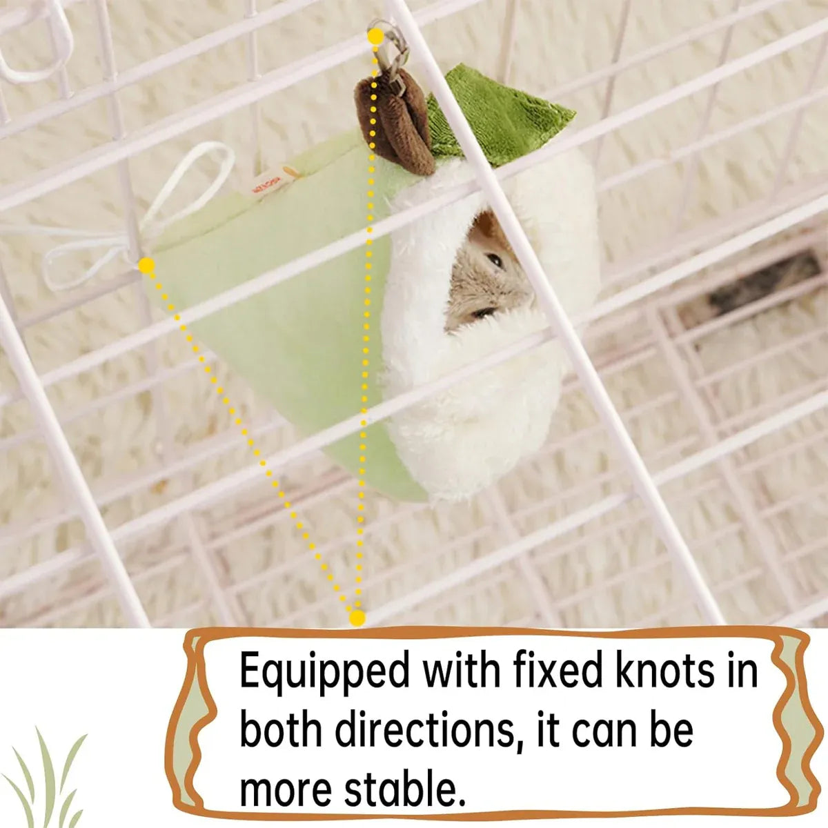 Pear-Shaped Hanging Small Pet Sleeping Pouch - Green, 15 cm