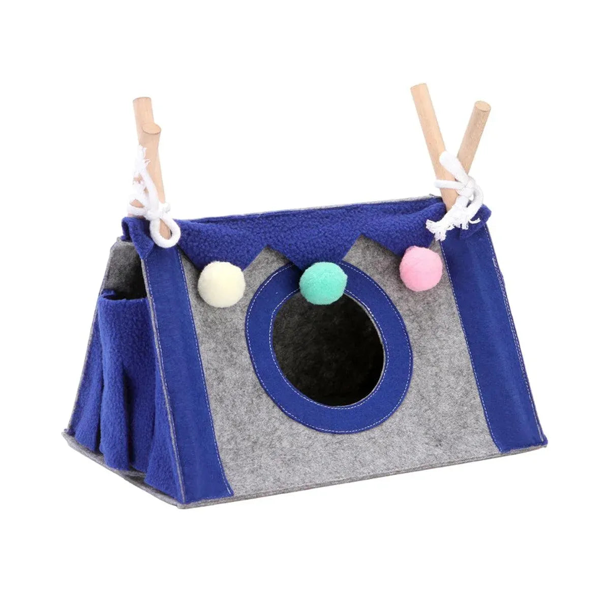 Small Pet Triangle Hideout Tent - Blue, 28 × 19.5 × 17 cm