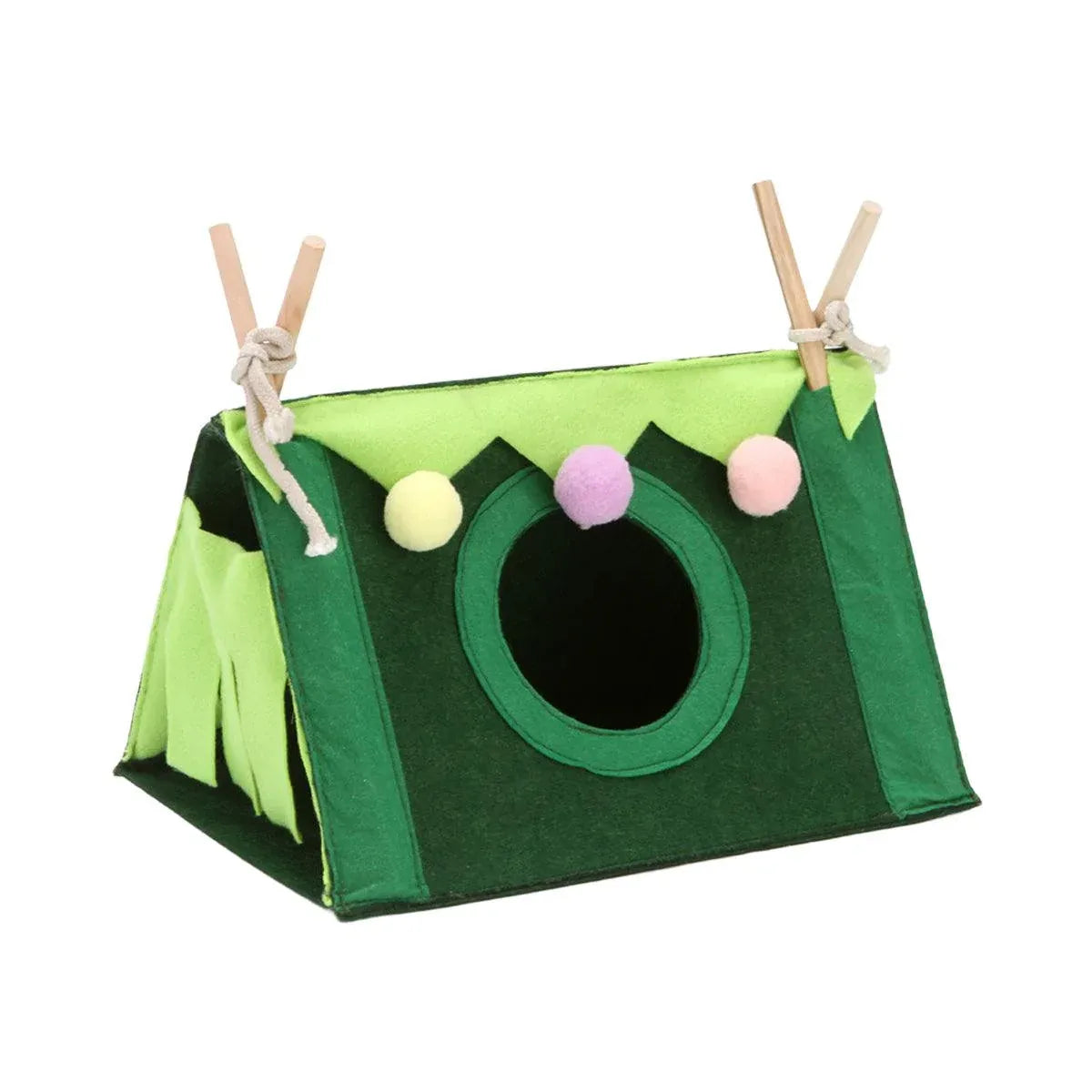 Small Pet Triangle Hideout Tent - Green, 28 × 19.5 × 17 cm
