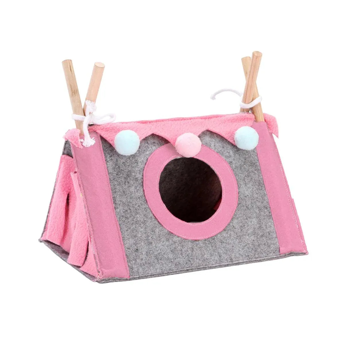 Small Pet Triangle Hideout Tent - Pink, 28 × 19.5 × 17 cm