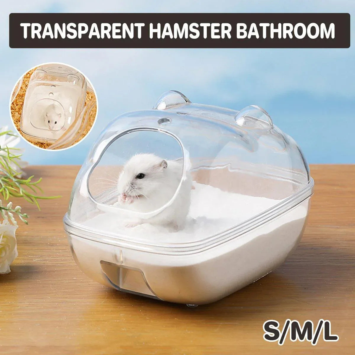 Clear Plastic Hamster Sand Bath & Toilet Container - Large, 16 × 11 × 11 cm