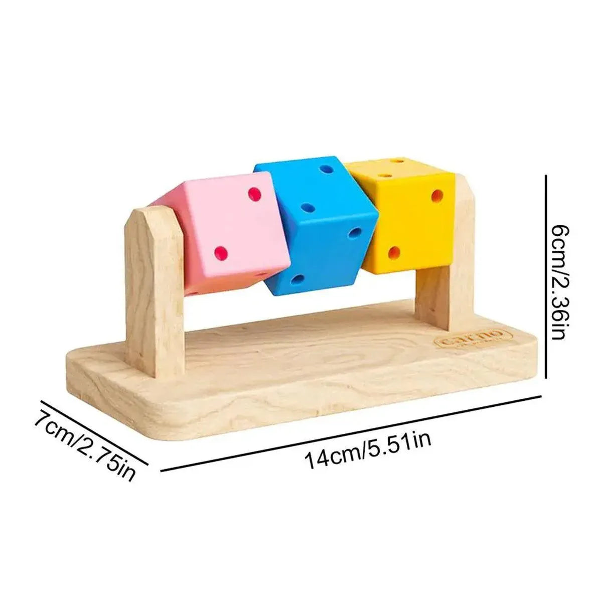 Rotating Wooden Hamster Activity Cube - 14 × 7 × 6 cm
