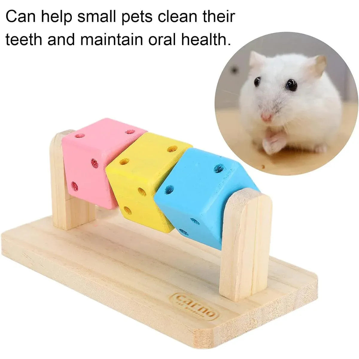 Rotating Wooden Hamster Activity Cube - 14 × 7 × 6 cm