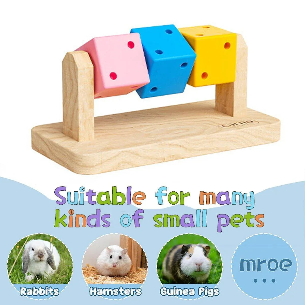 Rotating Wooden Hamster Activity Cube - 14 × 7 × 6 cm