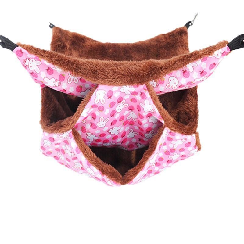 Hanging Plush Small Animal Hammock Nest - Pink Rabbit