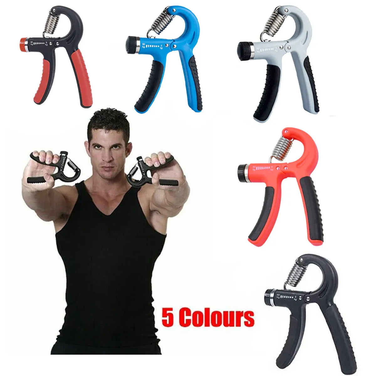 Adjustable Hand Grip Strength Trainer – Blue, Up to 60kg