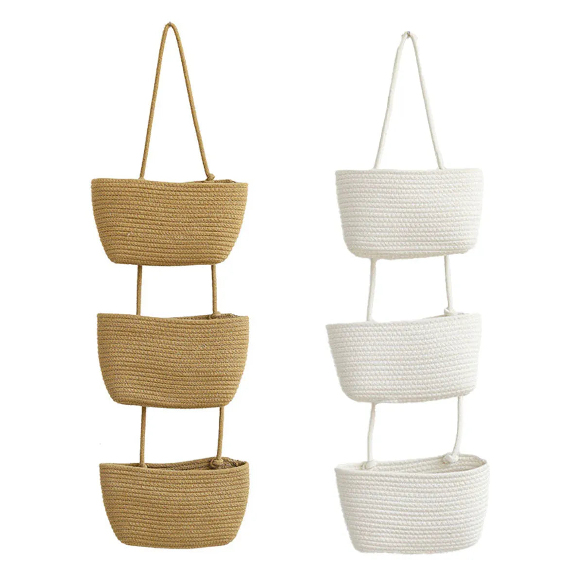 3 Layer Wall Mounted Storage Basket Hanging Organizer Rack for Household Items - Brown — product image 3