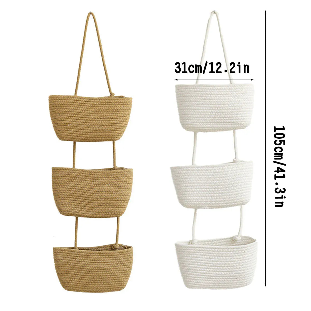 3 Layer Wall Mounted Storage Basket Hanging Organizer Rack for Household Items - Brown — product image 4