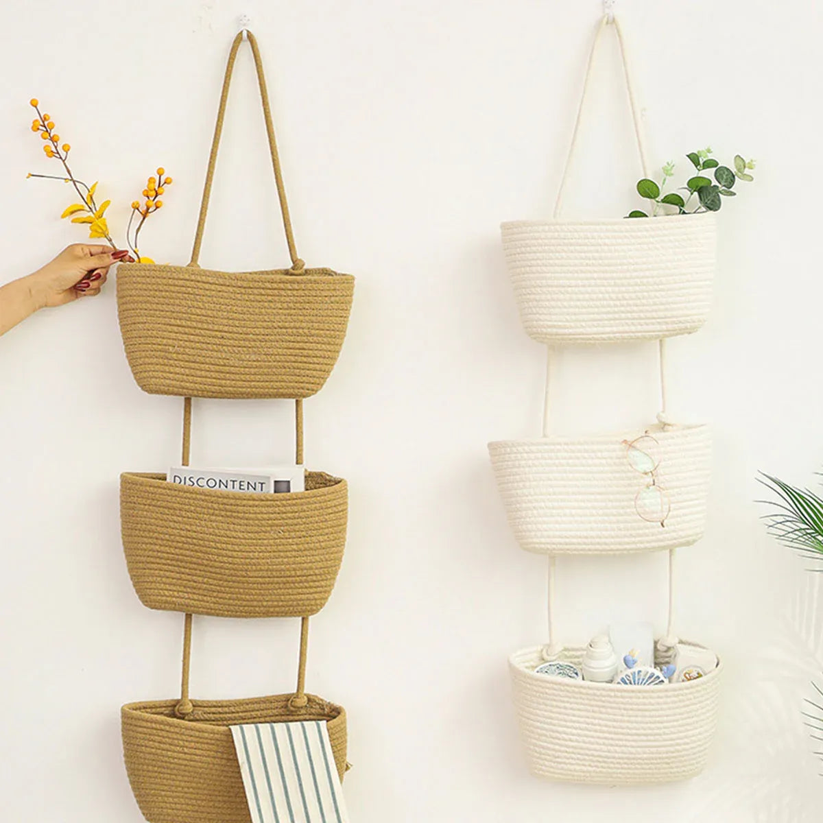 3 Layer Wall Mounted Storage Basket Hanging Organizer Rack for Household Items - White — product image 14