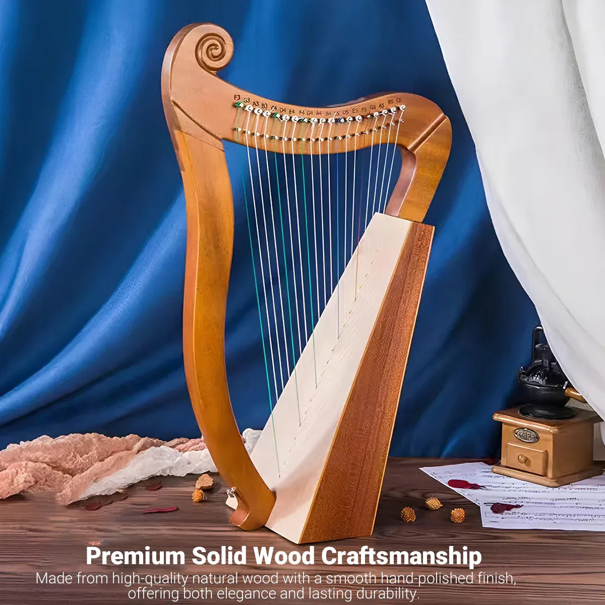 19 String Lyre Harp Professional Acoustic for Beginners Home Music Practice — product image 7