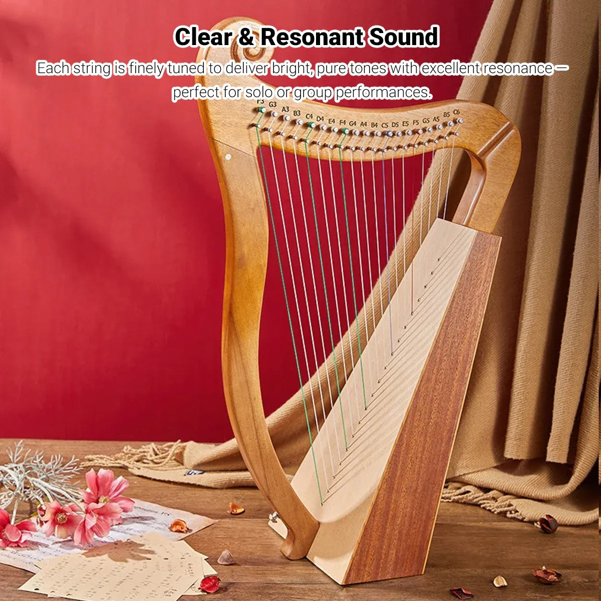 19 String Lyre Harp Professional Acoustic for Beginners Home Music Practice — product image 8