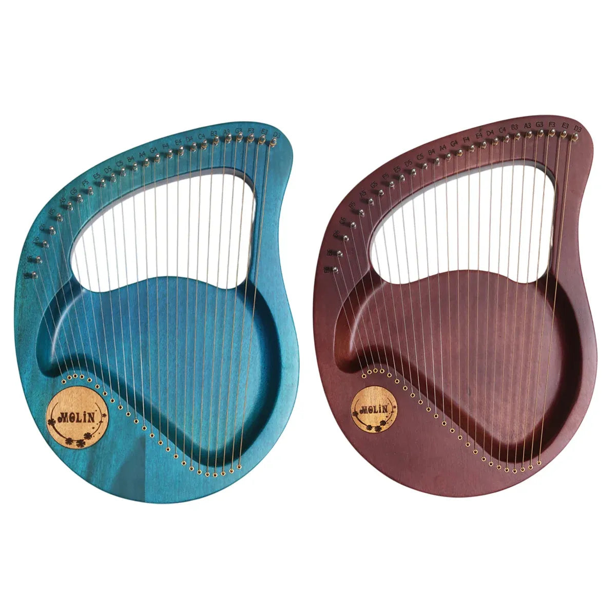 Solid Wood Veneer Laiya 24-String Harp Basic Model Beginner Music Instrument - Emerald Green — product image 3