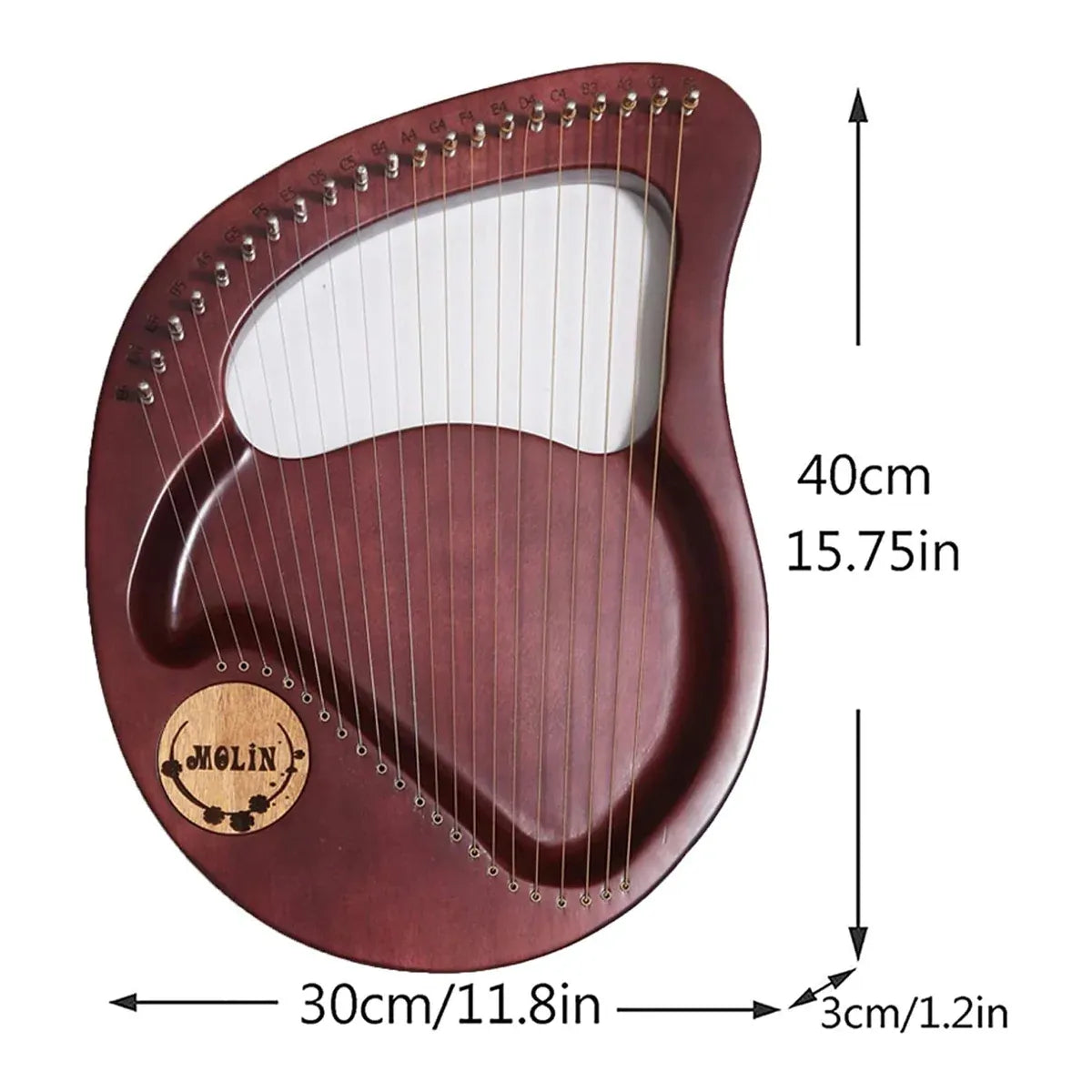 Solid Wood Veneer Laiya 24-String Harp Basic Model Beginner Music Instrument - Emerald Green — product image 4