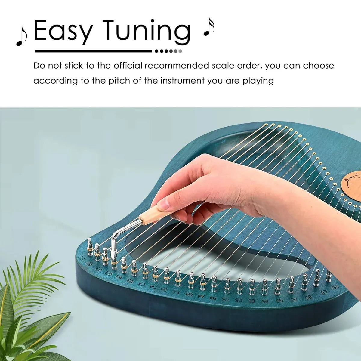 Solid Wood Veneer Laiya 24-String Harp Basic Model Beginner Music Instrument - Emerald Green — product image 12