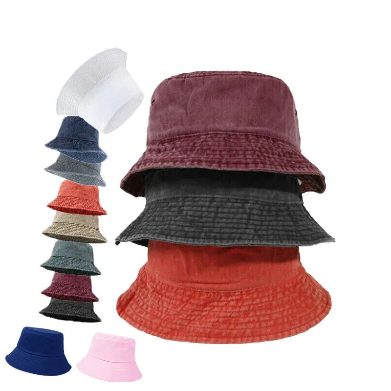Unisex Men Women Washed Cotton Outdoor Camping Sports Bucket Hats Fisherman Hat - Blue 2