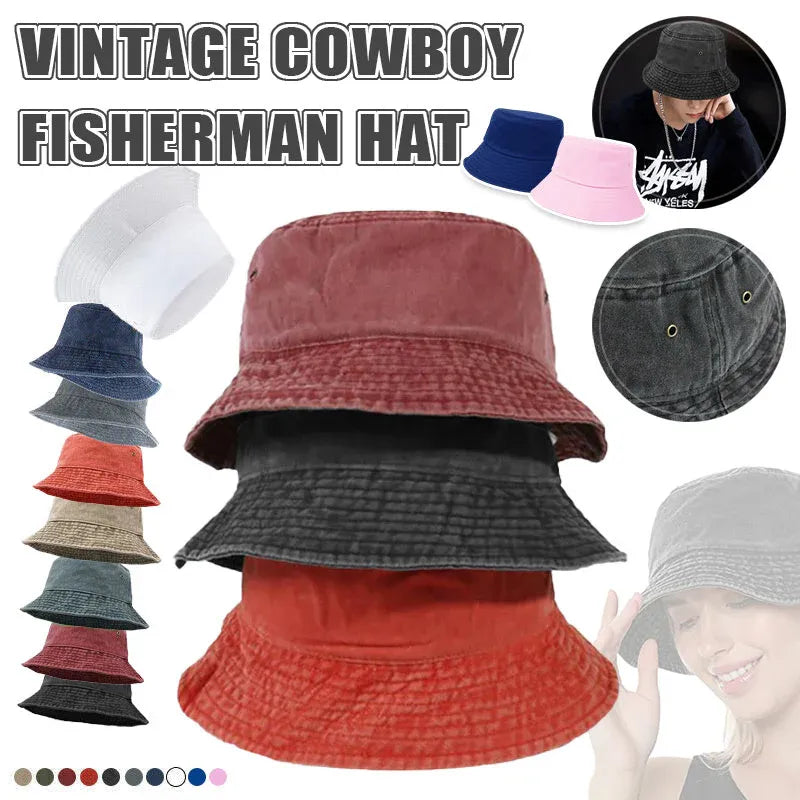 Unisex Men Women Washed Cotton Outdoor Camping Sports Bucket Hats Fisherman Hat - Grey