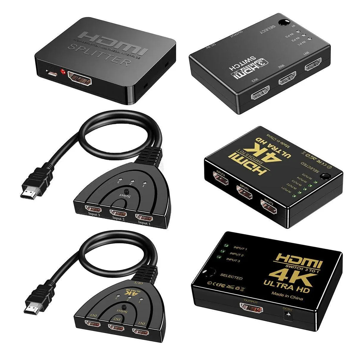 HDMI Switch Splitter 3-in-1 5-in-1 or 1-in-2 1080p 4K Manual or Remote Options - 3 in 1 Switch 1080p Manual — product image 3
