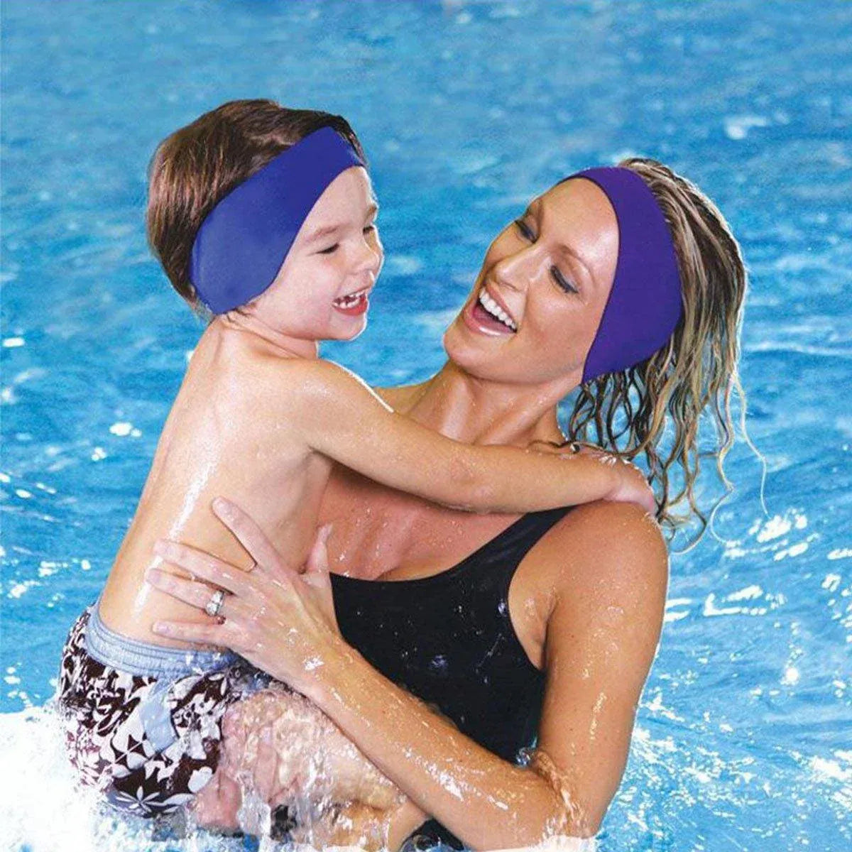 Adjustable Waterproof Swimming Headband for Ear Protection Unisex Diving Use - Red-M