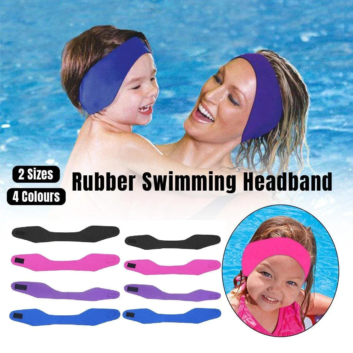 Adjustable Waterproof Swimming Headband for Ear Protection Unisex Diving Use - Red-M