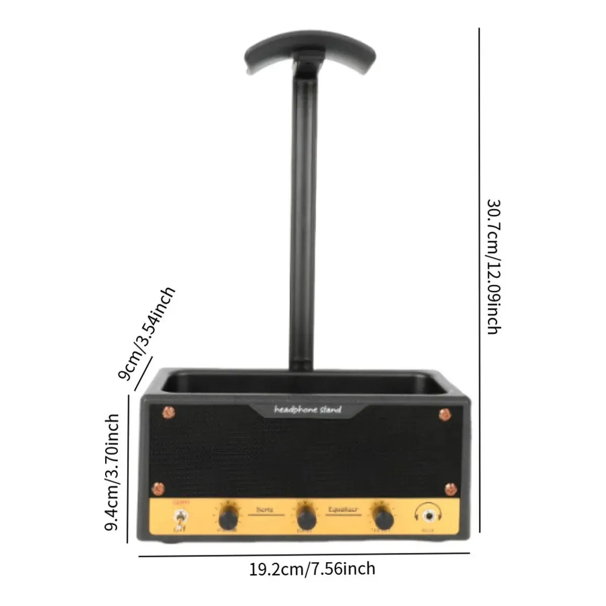 Vintage Speaker-Shaped Headphone Stand with Storage – Black — product image 3 of 12
