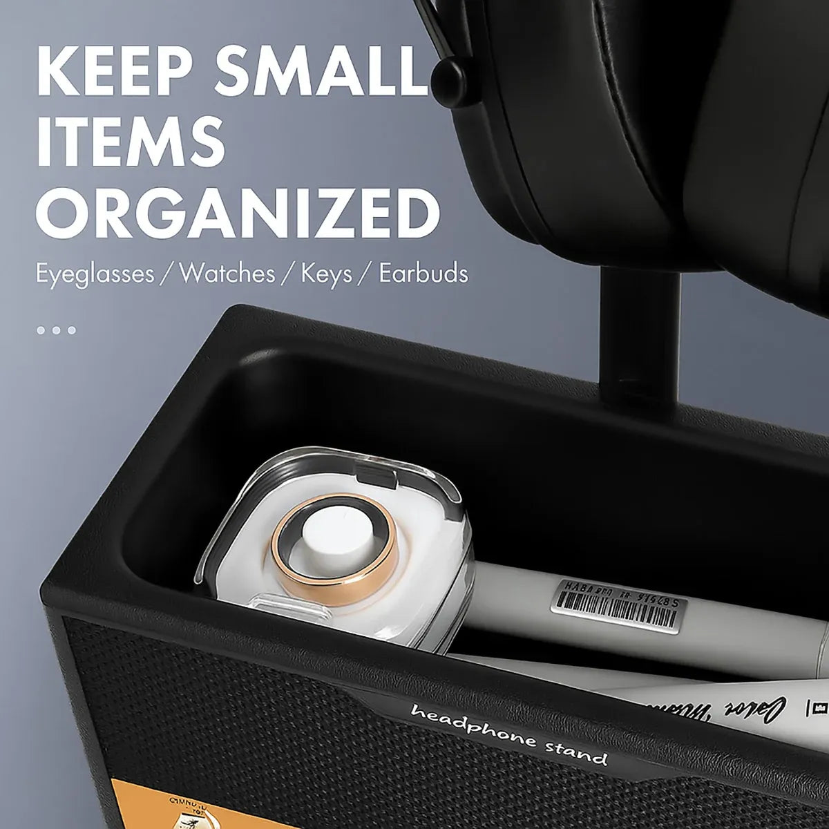 Vintage Speaker-Shaped Headphone Stand with Storage – Black — product image 6 of 12