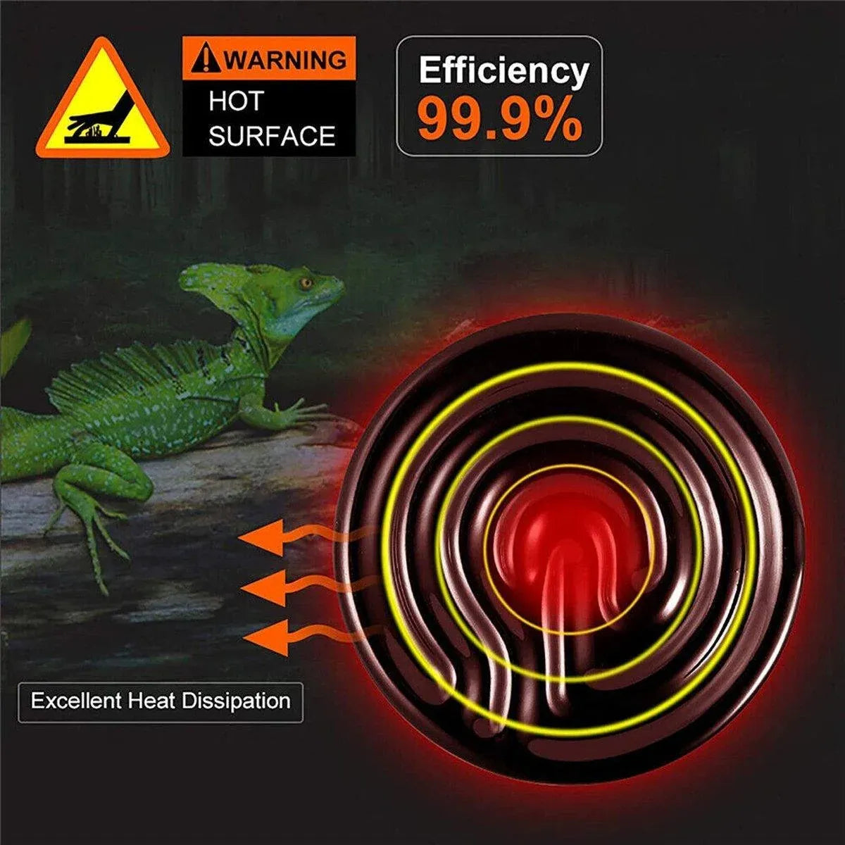 Ceramic Infrared Reptile Heat Lamp Bulbs, 2-Pack - 50W