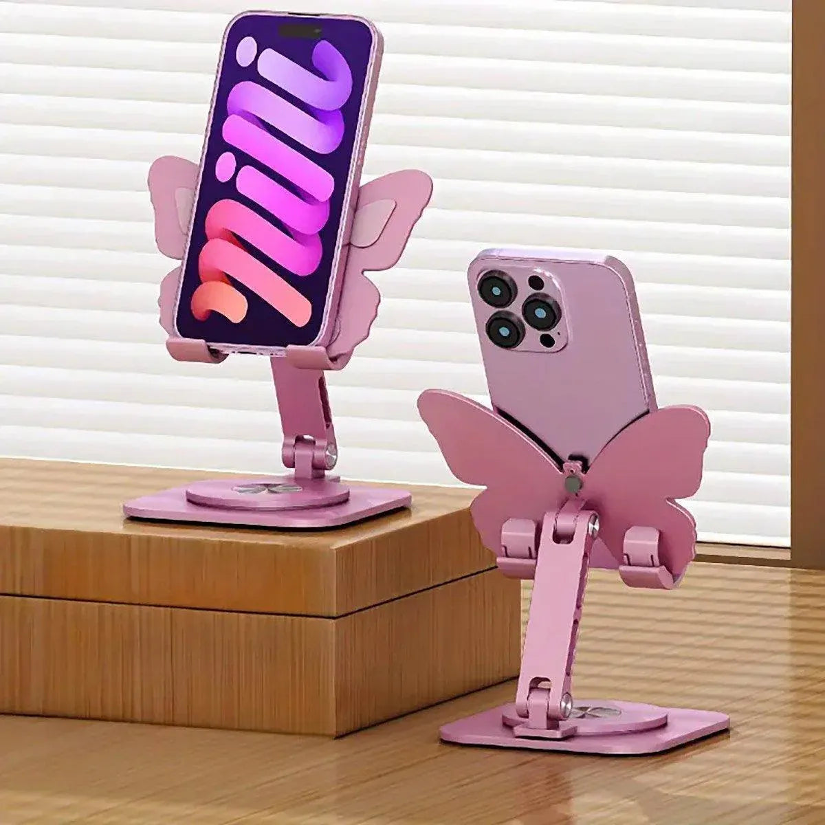 Butterfly Shape Aluminum Alloy Mobile Phone Stand 360 Degree Rotating Folding Holder