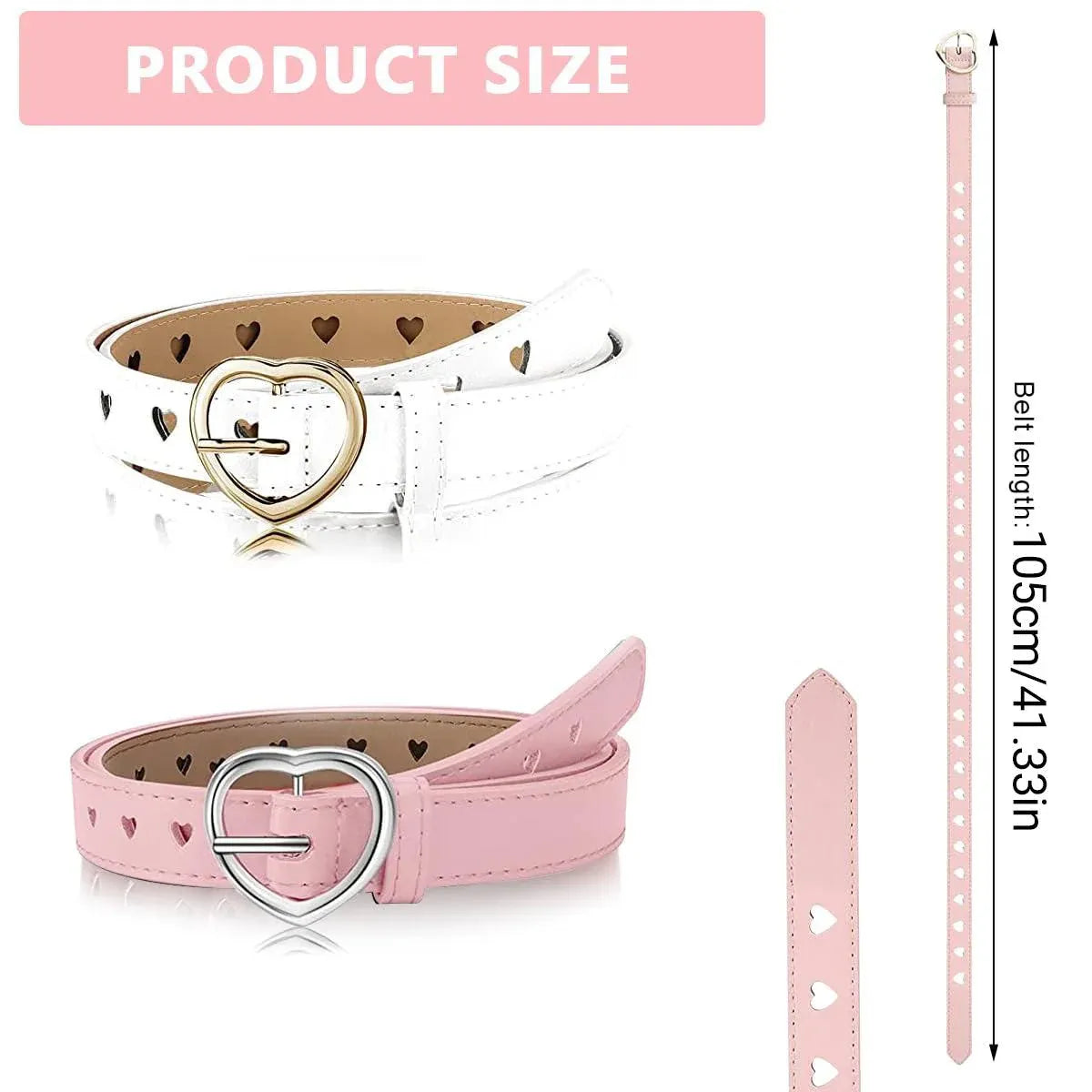 4pcs Women Hollow Out Belt Love Buckle Fashion Waist Belt Adjustable Strap