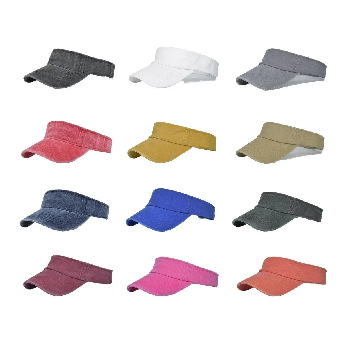 Unisex Summer Denim Sun Visor Cap Breathable Washed Running Hat - Yellow