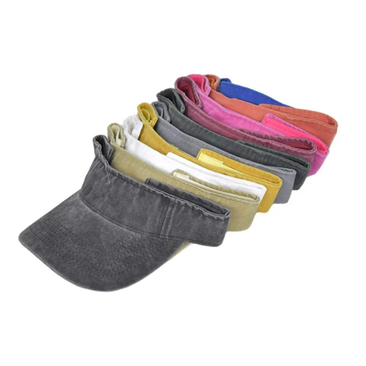 Unisex Summer Denim Sun Visor Cap Breathable Washed Running Hat - Yellow