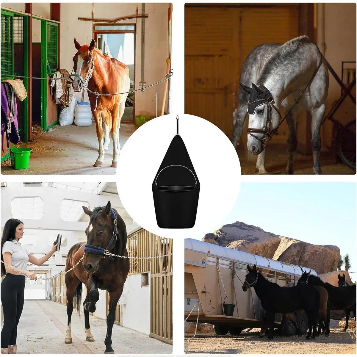 Equestrian Stable Bucket & Feed Carry Bag - Black