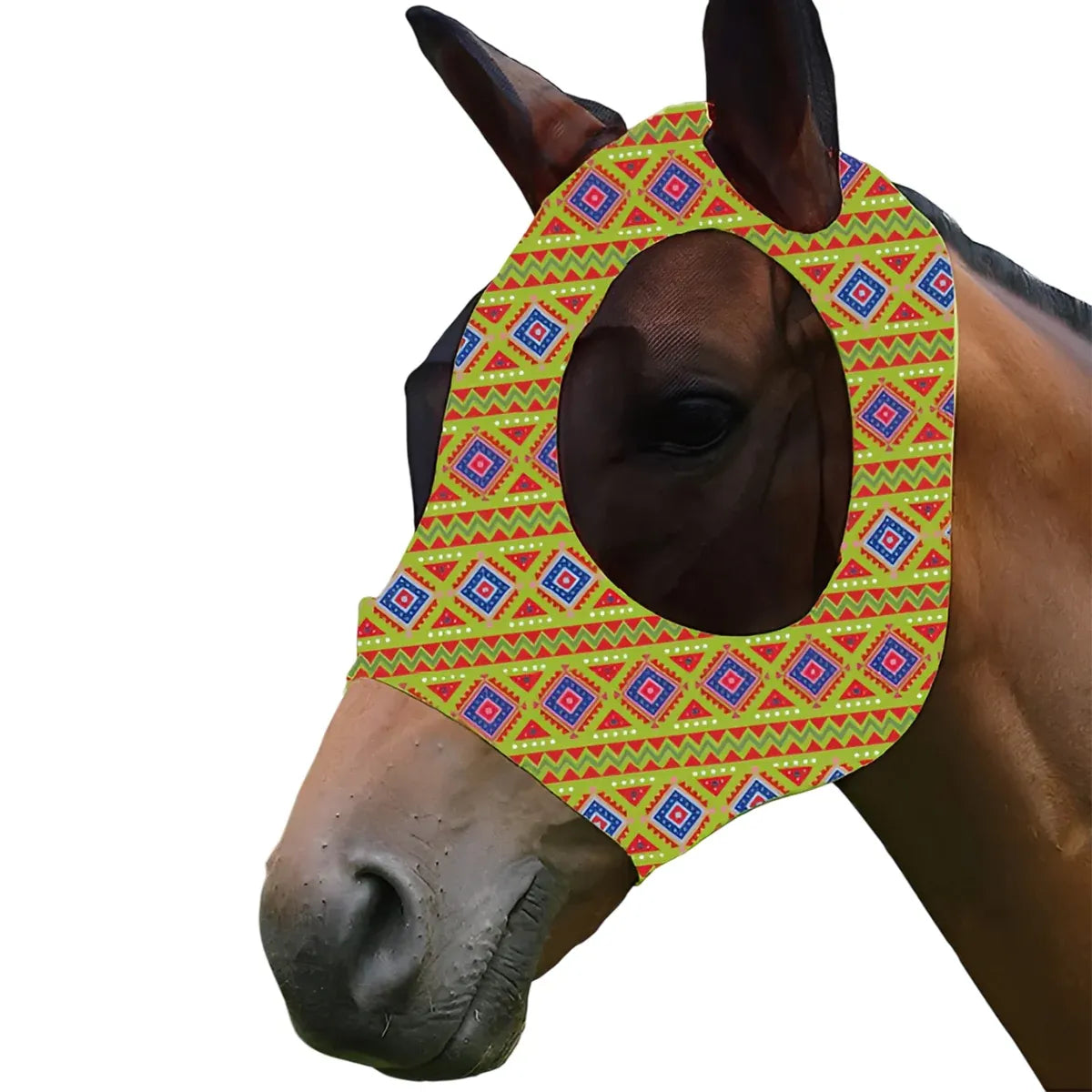 Printed Mesh Horse Fly Mask - Green